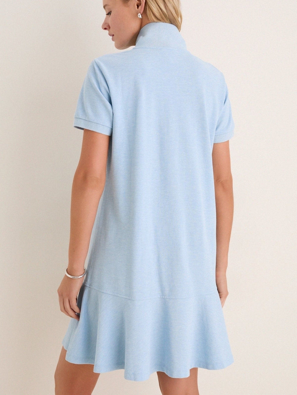 Tuckernuck Dress May Polo Light Blue Pique Ruffle Hem Mini Size M - Picture 6 of 16